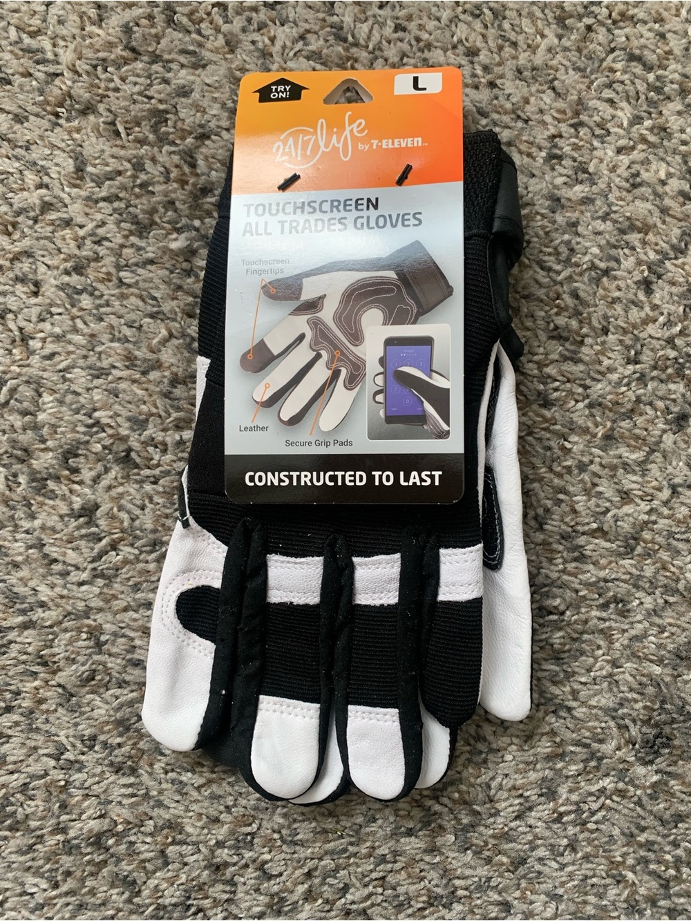24/7 Life Touchscreen All Trades Gloves - Black & White size L